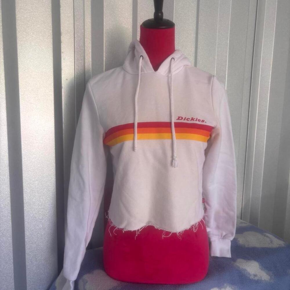 Dickies white cropped hoodie fraying